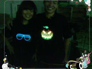 Sound Activated Light up and down LED Light EL T Shirt  