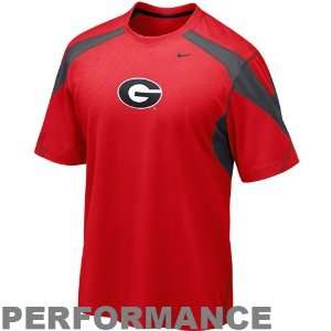 Nike Georgia Bulldogs Red Walk Thru Performance Jersey T shirt  