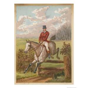 Huntsman Clearing a Fence Giclee Poster Print by C.b. Herberte, 42x56