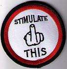 Stimulate This Patch middle finger anti president barack obama iron on 