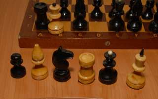   RUSSIAN 30x30 WOODEN CHESS SET COMPLETE with BOARD VINTAGE ANTIQUE