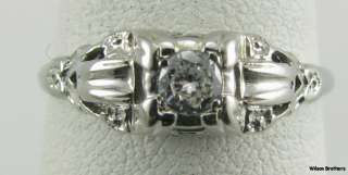 Antique .15ct DIAMOND Engagement RING   18k White Gold  