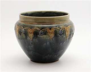   England Antique Drip Glaze Bulbous Jardiniere Arts & Craft Pottery