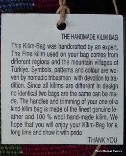 Large Travel Bag Made w Leather Antique Kilim Turkish  