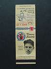 1959 First Federal Senators Matchbook Buddy Lewis  