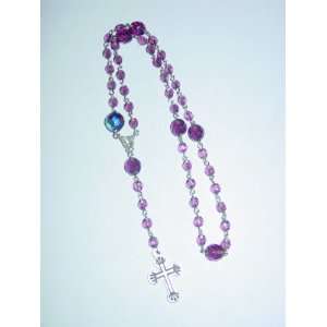  Lutheran Rosary, Prayer Beads   Fire Polished Amethyst 