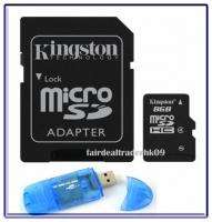 8GB KINGSTON MICRO SD SDHC 8G TF CARD + ADAPTER +READER  