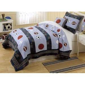 Best Quality Sports Action Twin Quilt with Pillow Sham By Pem America 