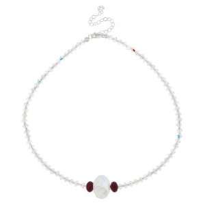 Swarovski Elements Aurore Boreale Necklace with Red and Aurore Boreale 
