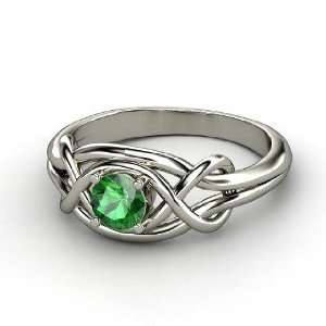  Infinity Knot Ring, Round Emerald Platinum Ring Jewelry