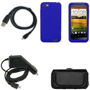  iFase Brand HTC One V Combo Solid Dark Blue Silicon Skin 