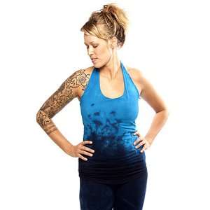  Organic Medium Yoga Halter Top in Navy/Turquoise 