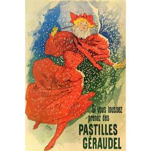  PASTILLES GERAUDEL GIRL UMBRELLA RED DRESS BY CHERET SMALL VINTAGE 