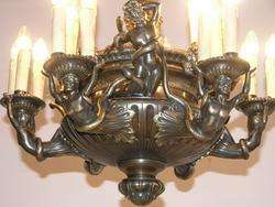 RARE ANTIQUE HISTORICAL ESTATE 24LT. FIGURAL CHANDELIER  