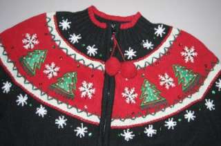 Womens Ugly Christmas Sweater~Black Sequins~Size Large  