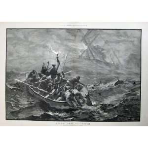  1887 Ship Accident Wreck Life Boat Survivors Fine Art 
