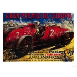 Gran Premio De Europa Vintage Poster   Europe Premium Poster Print 