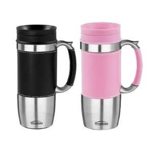  Boardroom Black & Pink Travel Mug 2pc Set Kitchen 