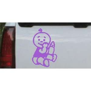 Purple 14in X 9.4in    Baby With Bottle Car Window Wall Laptop Decal 
