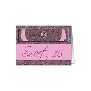  Sweet 16 Girls Birthday Party Invitation in Pink Paisley 