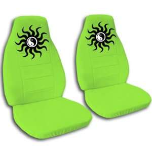 Lime Green Yin and Yang seat covers. 40/60 split seat covers for a 