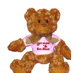  Give Blood Tease a Briard Plush Teddy Bear with WHITE T 