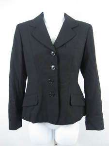 DKNY PETITE Black Wool Classic Blazer Jacket Coat 4 P  