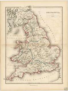 Antique 1858 BLANCHARD & LEA Map of Ancient BRITANNIA  