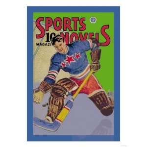  Three Star Goalie Lunges for Puck Giclee Poster Print 