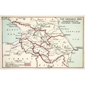  Map Caucasus Railways Temporary Frontiers Persia Turkey Azerbaijan 