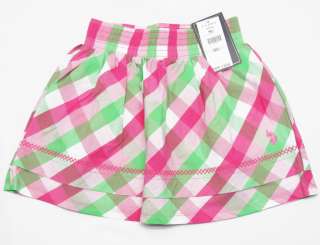 US POLO ASSN Pink/Green Plaid Skirt Girls 6 NWT $28  