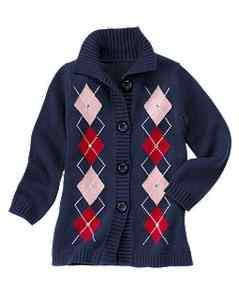 Gymboree HOMECOMING KITTY argyle duster sweater coat S 5 6 NWT  