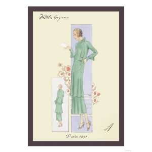  Emerald Dress for a Sunday Brunch Giclee Poster Print 