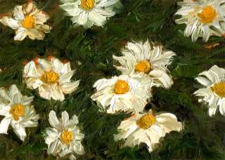 Daisies, Original Floral Flower Oil Painting by Nick Orban Small 5 x 7 