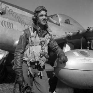 Tuskegee Fighter Pilot Poses with His P 51D Mustang, Ramitelli, Italy 