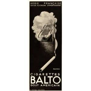  1934 French Ad Balto Cigarettes Sailing Ship Chauffard 