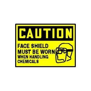 CAUTION Labels FACE SHIELD MUST BE WORN WHEN HANDLING CHEMICALS (W 