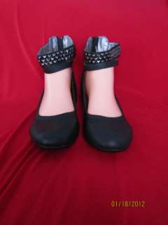 BLACK FLAT SHOES with Ankle Strap GIRLS US YOUTH SIZE 9 4  