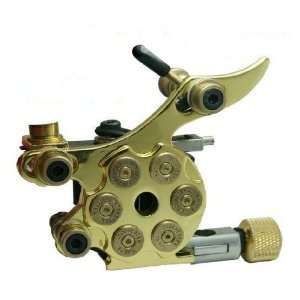  HAND MADE Bullet Revolver Tattoo GUNS Cast Iron Machine 10 COILS KIT 