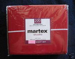 TWIN OR TWIN XL DORM Martex Primary Red SHEET SET  