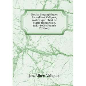 Notice biographique Jos. Albert Valiquet, scolastique oblat de Marie 