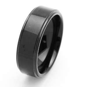 8MM Comfort Fit Tungsten Carbide Wedding Band Black Flat Ring For Men 