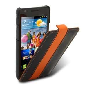   Slim Leather case Flip Type Black / Orange Cell Phones & Accessories