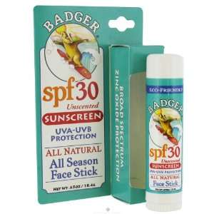 Badger   Sunscreen All Natural All Season Face Stick Unscented 30 SPF 