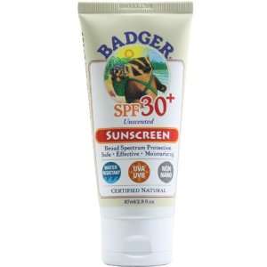  Badger SPF 30+ Face and Body Sunscreen (Unscented) Health 