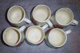 VINTAGE MUSHROOM CANISTER SET   6 COFFEE CUPS   CREAMER  