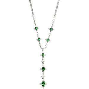   4X3,5X3,7X5 MM Genuine Tsavorite Garnet And Diamond Necklace Jewelry