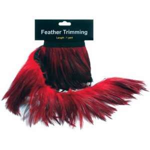  Feather Trimming 4 Inch 1 Yard/Pkg Dense Red Dyed