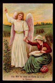 ASB emb. angel mother & child prayer religions postcard  