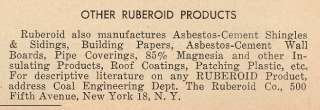   advert of additional Ruberoid Asbestos products that are available
